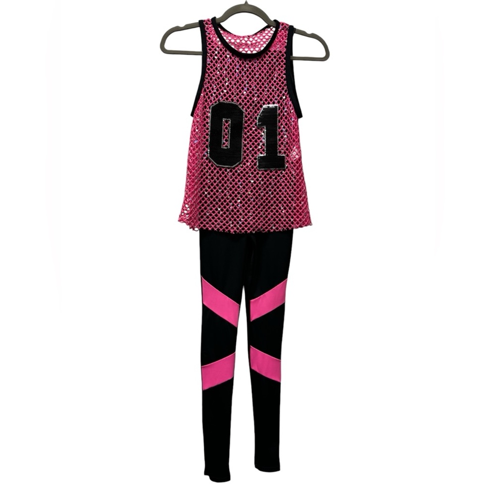Weissman unitard and sequin mesh tank top dance costume, 80s, hip hop, size 1C - Picture 3 of 13